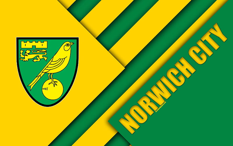 Norwich City FC, logo yellow green abstraction, material design, English football club, Norwich, England, UK, football, EFL Championship, HD wallpaper
