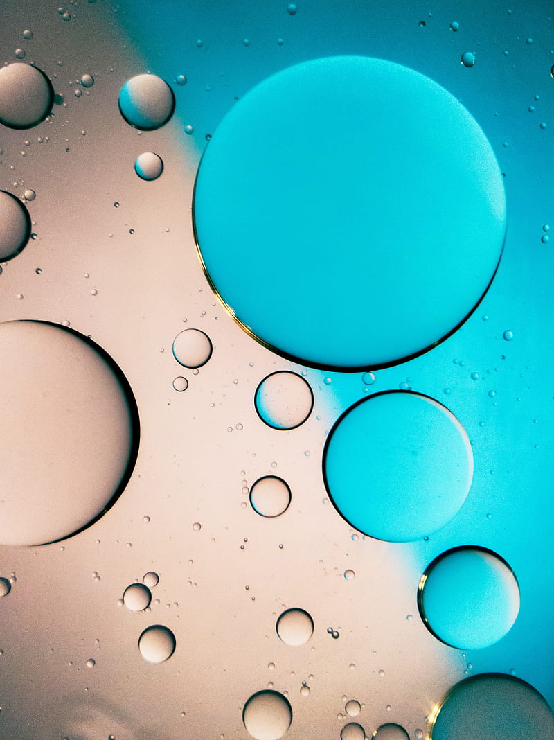 drops, liquid, macro, blue, gray, HD phone wallpaper