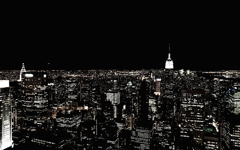 New York Manhattan, panorama, nightscapes, modern buildings, NYC, USA, America, HD wallpaper