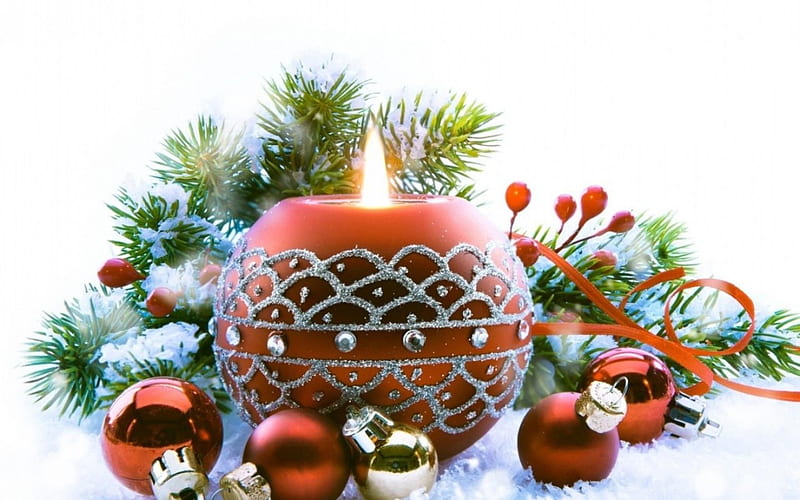 Christmas candle, candle, bulb, christmas, decoration, HD wallpaper