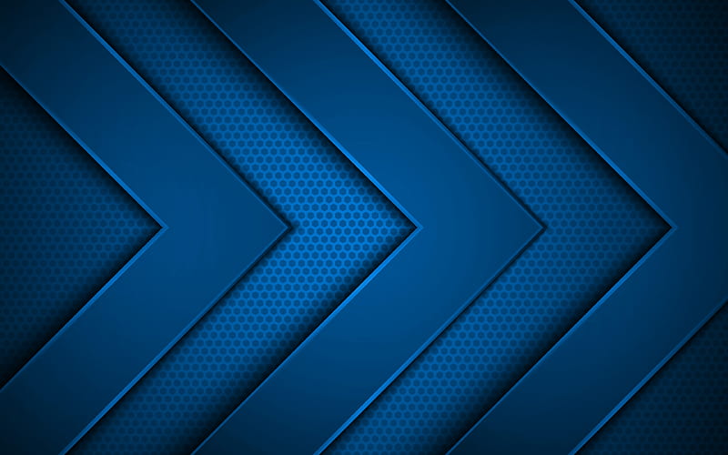 blue metal arrows, creative, 3D arrows, blue metal grid background, blue arrows, background with arrows, arrows concepts, arrows, HD wallpaper