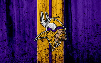 Minnesota Vikings, grunge, NFL, american football, NFC, logo, USA, art, stone texture, North Division, HD wallpaper