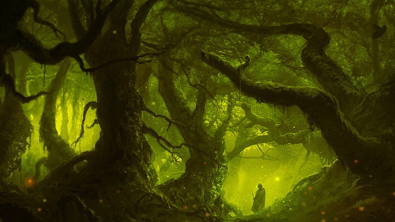Dark Fantasy Forest, forests, fantasy, trees, HD wallpaper