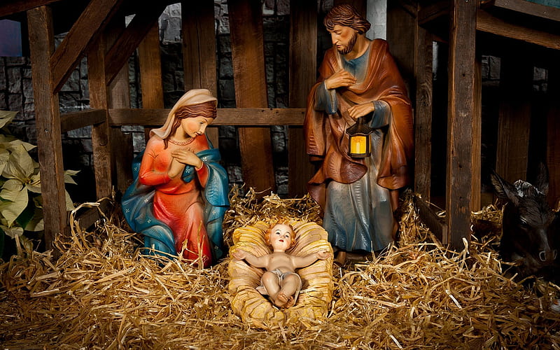 Nativity Scene, Mary, manger, scene, Joseph, Nativity, Jesus, HD wallpaper