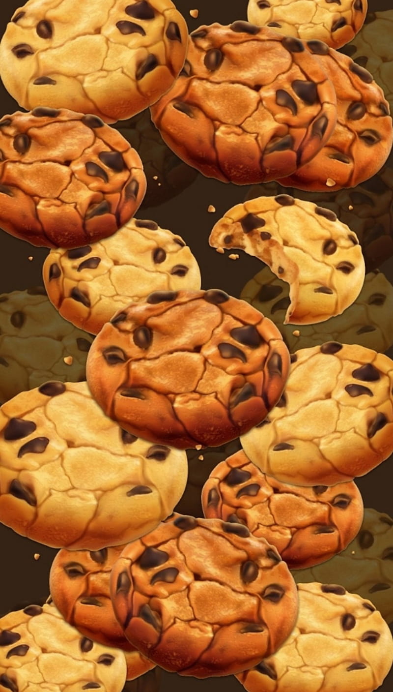 Choco Chip Cookies, chocolate, cookies, sweets, patterns, HD phone wallpaper