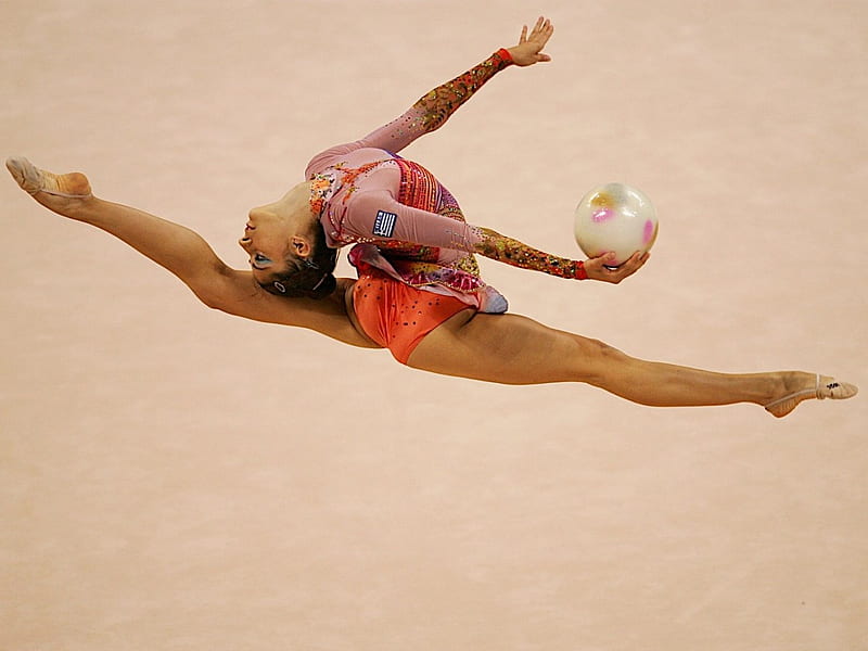 Rhythmic Gymnastics, ball, beauty, gymnastics, grace, woman, rhythmic, HD wallpaper