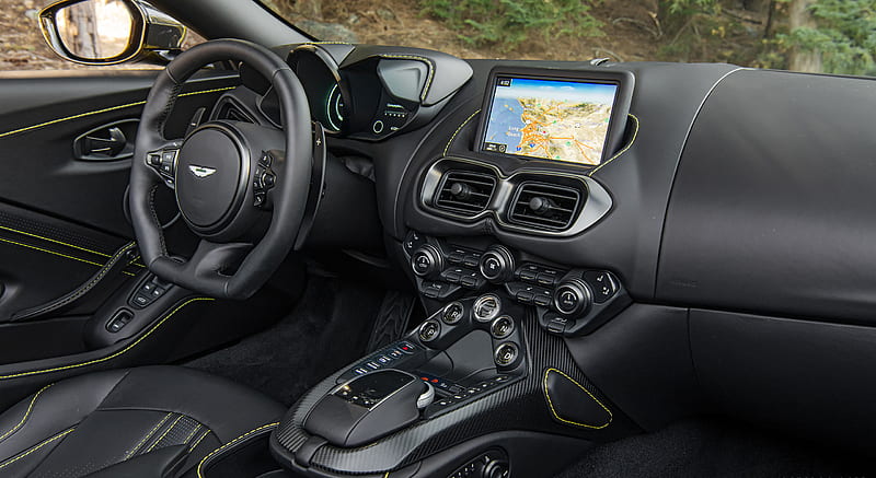 2021 Aston Martin Vantage Roadster (Color: Yellow Tang; US-Spec) - Interior , car, HD wallpaper