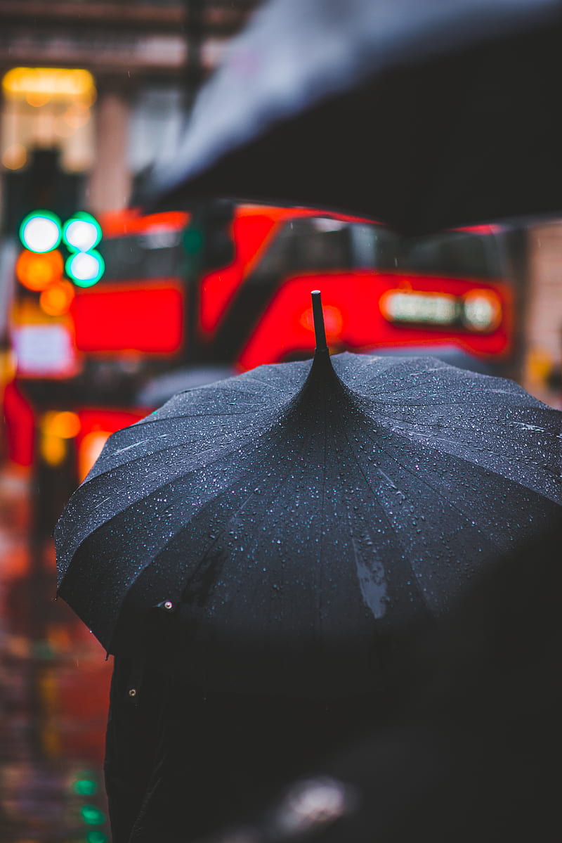 umbrella, rain, drops, blur, HD phone wallpaper