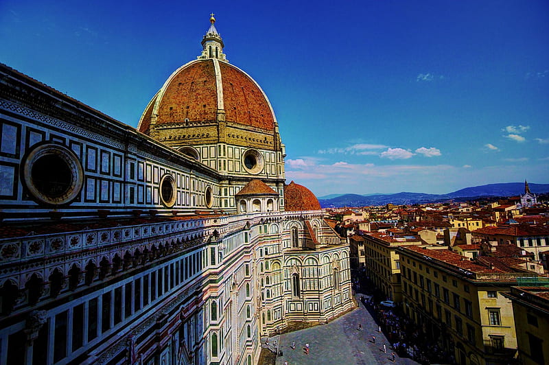 Basilica di Santa Maria di Fiore, Florence, building, mediterranean, city, houses, HD wallpaper