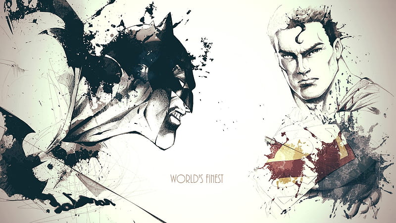 Superman vs batman, black and white, ink, Movies, HD wallpaper | Peakpx