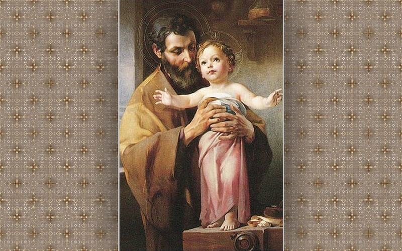 Saint Joseph and Baby Jesus, Joseph, Baby, Saint, Jesus, HD wallpaper