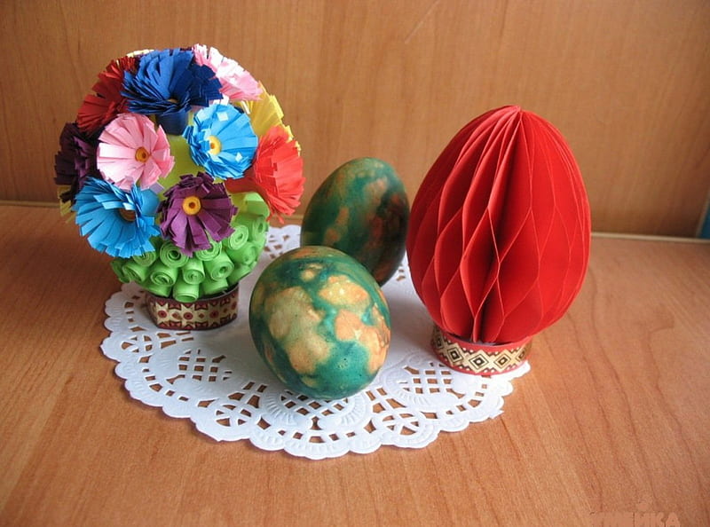 Easter decoration, egg, piece of handicraft, holiday, celebration, spring, easter, folk, HD wallpaper