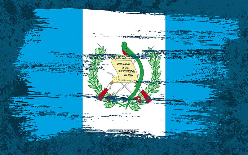 Flag of Guatemala, grunge flags, North American countries, national symbols, brush stroke, Guatemalan flag, grunge art, Guatemala flag, North America, Guatemala, HD wallpaper