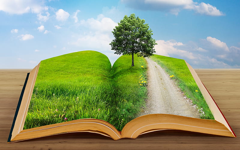 ecology green book, environment, ecology concepts, green tree, Save Earth, HD wallpaper