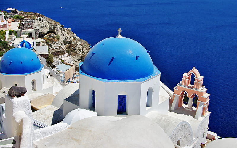 Oia Aegean Sea, Santorini, romantic places, Greece, South Aegean, islands of Thira, HD wallpaper