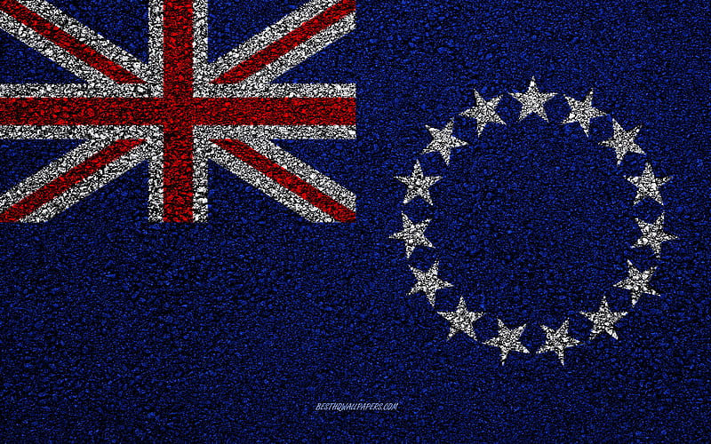Flag of Cook Islands, asphalt texture, flag on asphalt, Cook Islands flag, Oceania, Cook Islands, flags of Oceania countries, HD wallpaper