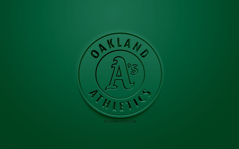 Oakland Athletics, American baseball club, creative 3D logo, green background, 3d emblem, MLB, Oakland, California, USA, Major League Baseball, 3d art, baseball, 3d logo, HD wallpaper