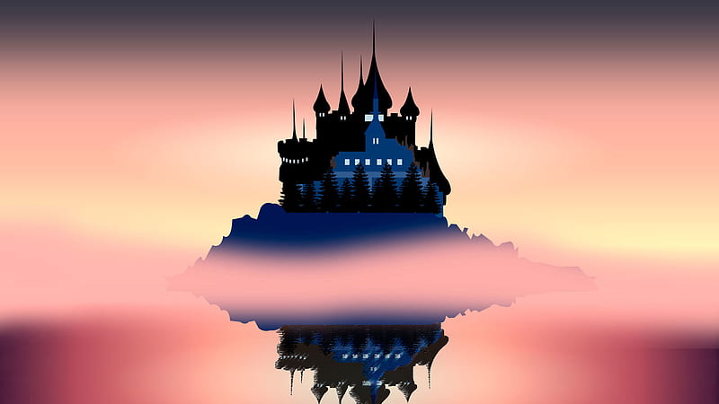 Desktop wallpaper 4K - Castle minimalist, Heroscreen