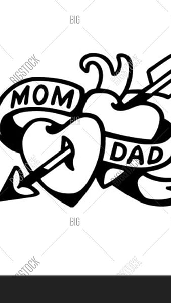 Hand drawn mom and dad tattoo Royalty Free Vector Image