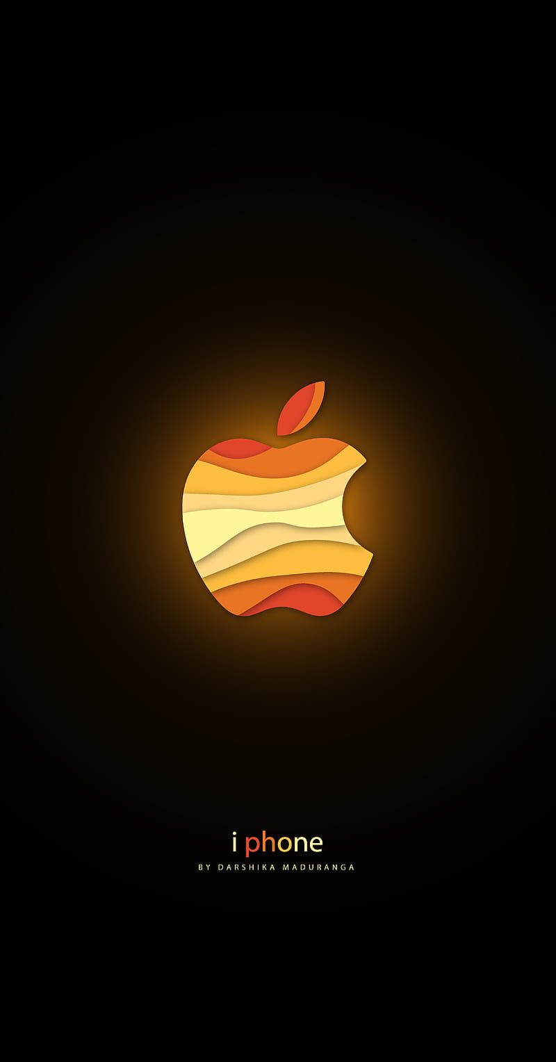 Apple logo, black, orange, HD phone wallpaper