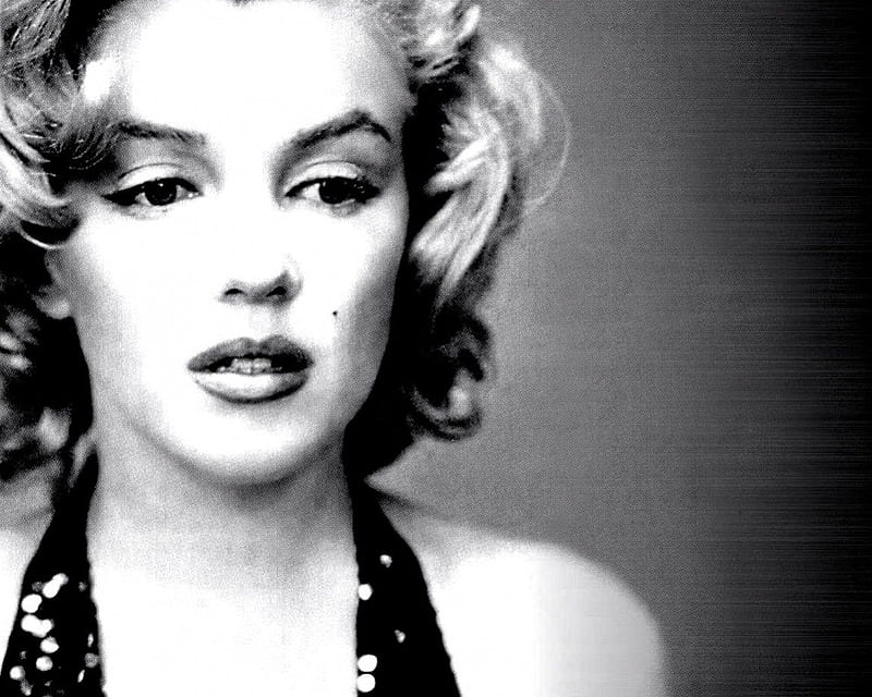 Only Marilyn, atractive, concerned, bonito, woman, evening dress, young, actress, monroe, gorgeous, stare, black, blonde, sex simbol, entertainment, attractive, precious, movies, white, marilyn, HD wallpaper
