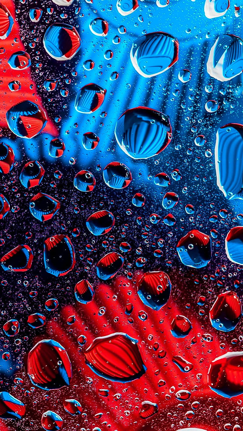 Colorful drops, 3d, abstract, beauty, blue, rain, red, water, HD phone wallpaper
