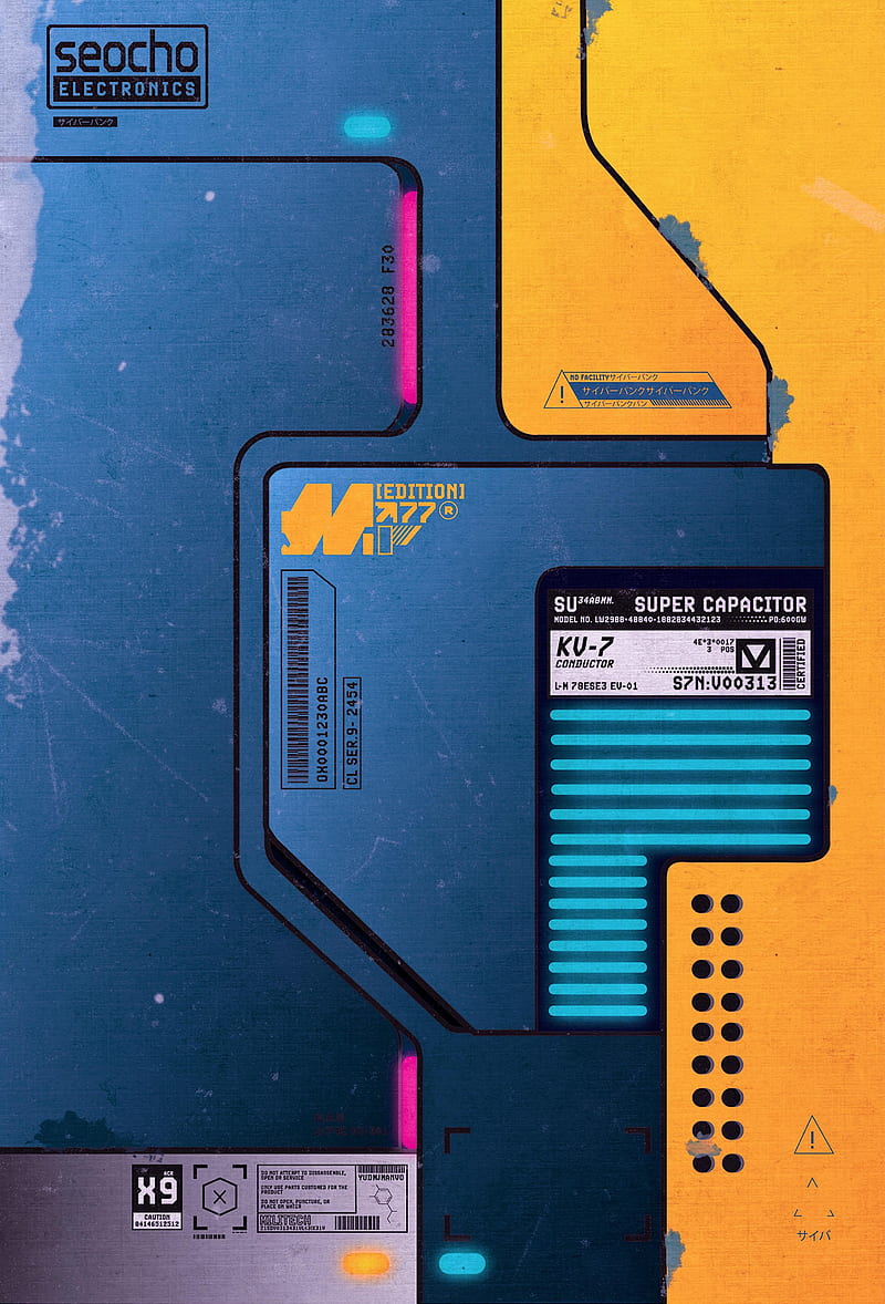 Cyberpunk xx95, blue, cyberpunk, yellow, HD phone wallpaper