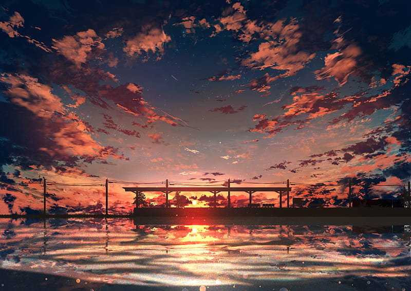 Anime scenery- lake house at night | Dark landscape, Anime scenery,  Landscape wallpaper