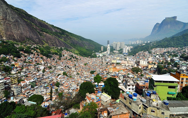 mountainside favela in rio de janeito brazil, mountain, slum, city, ravine, HD wallpaper