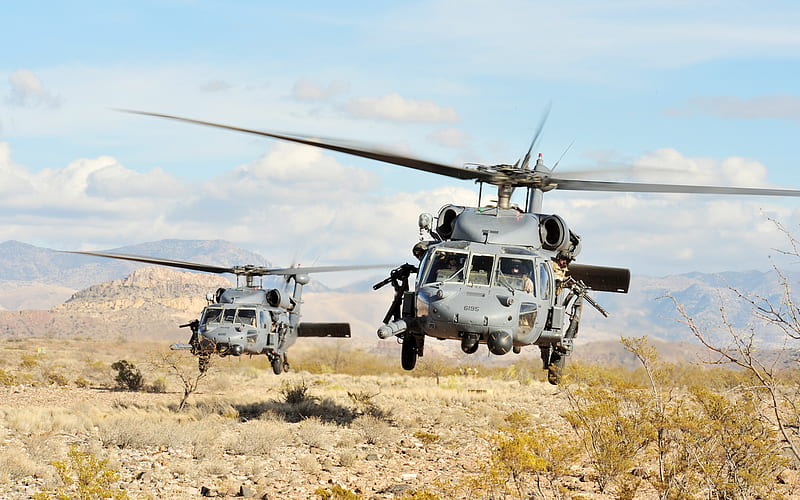 Sikorsky UH-60 Black Hawk, military helicopter, USA, desert, USAF, HD wallpaper