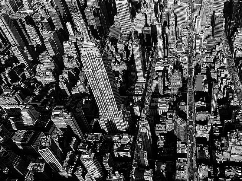 grayscale aerial graphy of Empire State Building, HD wallpaper