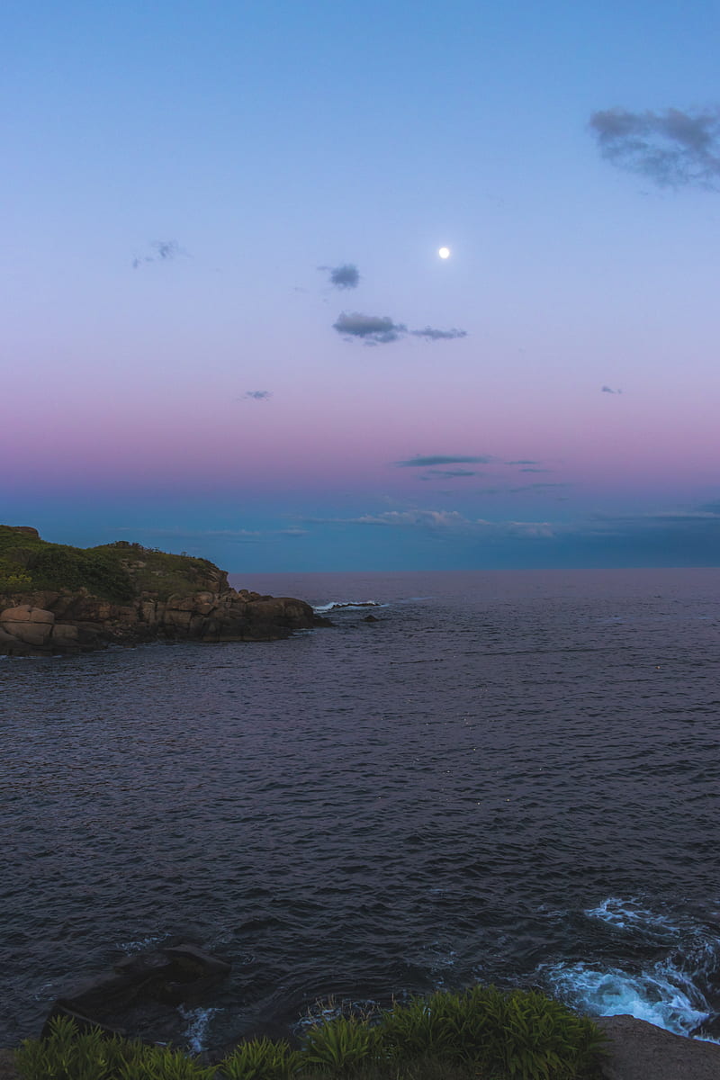 coastal, sunset, horizon, sea, sky, HD phone wallpaper