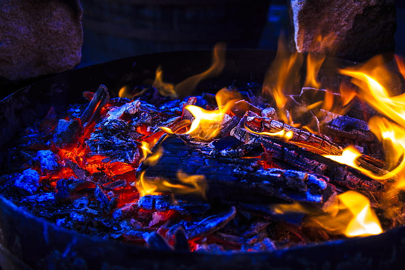 bonfire, fire, ash, firewood, embers, HD wallpaper