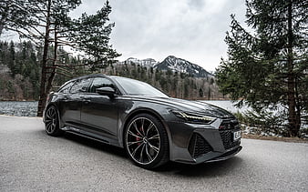 Audi RS6 Avant, ABT, 2020, ABT Sportsline, front view, exterior, new gray RS6 Avant, tuning RS6 Avant, German cars, Audi, HD wallpaper