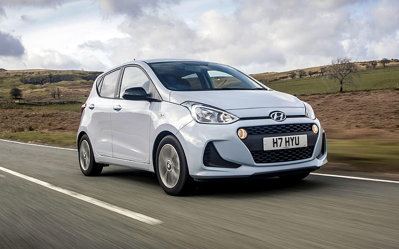 Hyundai i10, 2019, compact hatchback, new white i10, exterior, front view, i10 Play, Hyundai, HD wallpaper