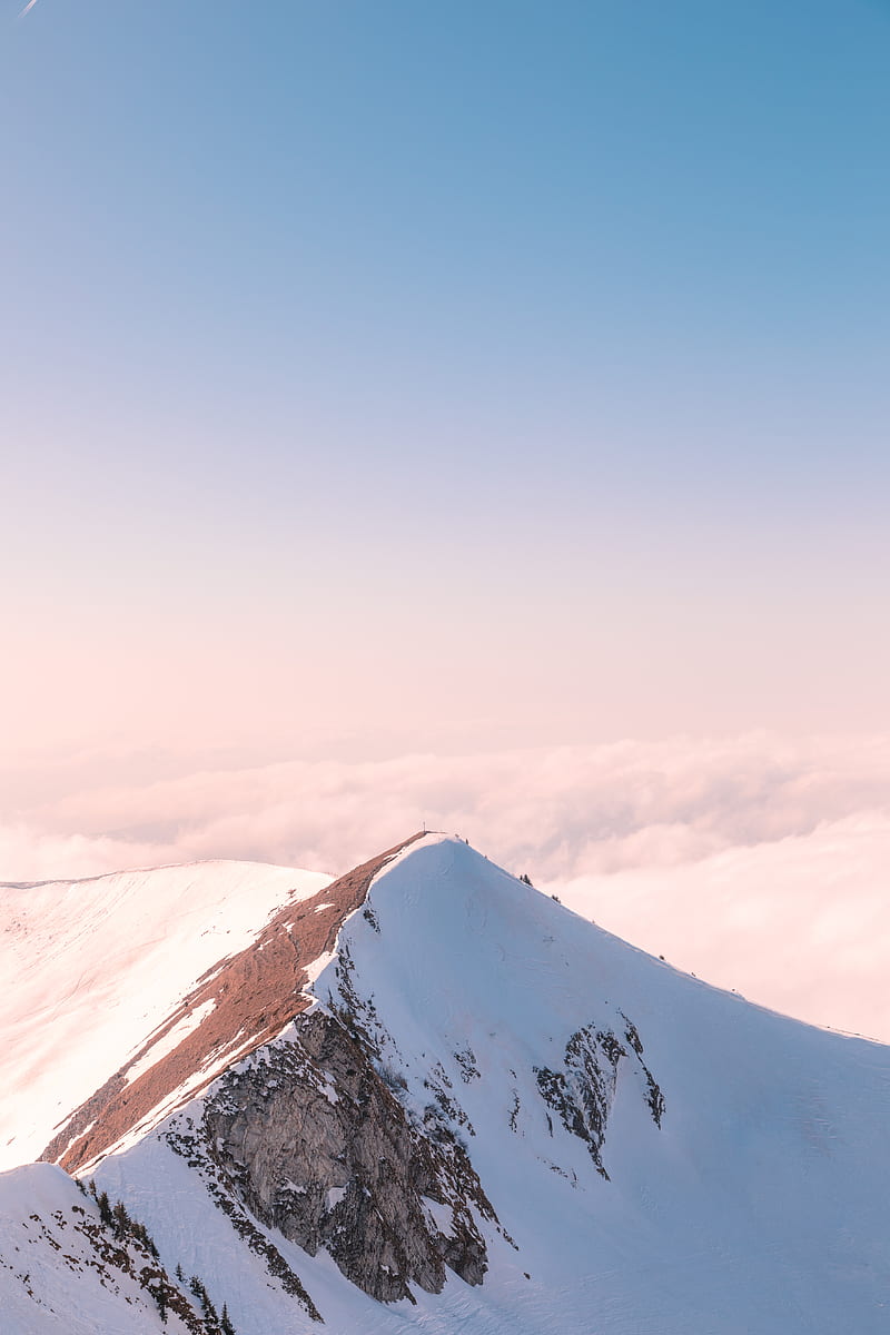 Snow covered mountain under blue sky during daytime, HD phone wallpaper ...