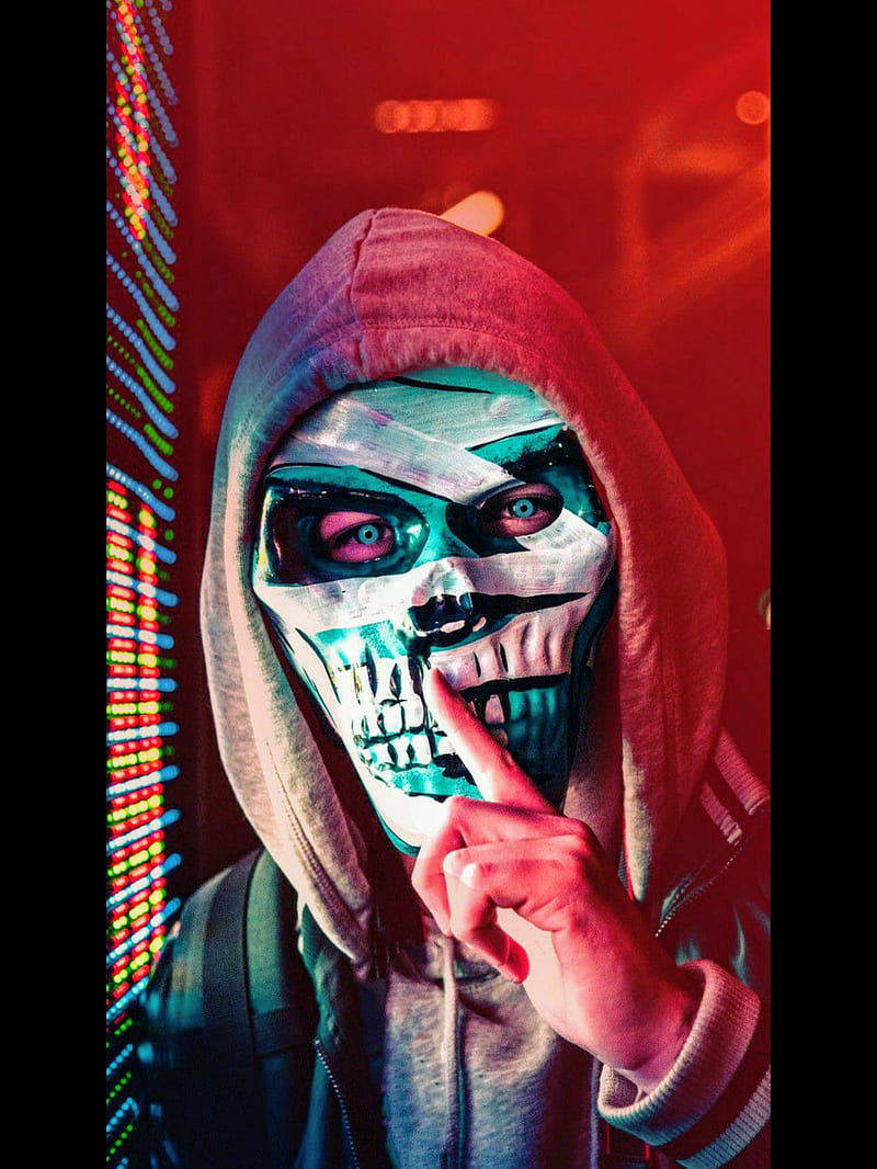 Mask man, villain, maskman, dangerous, red, blue, HD phone wallpaper