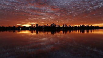 Sunset Lake Reflection Scenery 8K Wallpaper #6.910