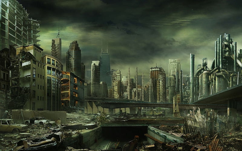 The Aftermath - Chicago, Apocalypse, Armageddon, The Aftermath, Artwork, Art, Chicago, HD wallpaper