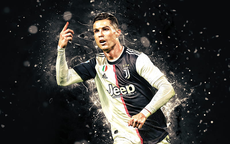 Cristiano Ronaldo, 2019, Juventus FC, CR7, new uniform, goal, Italy, CR7 Juve, Bianconeri, soccer, football stars, Serie A, portuguese footballers, HD wallpaper