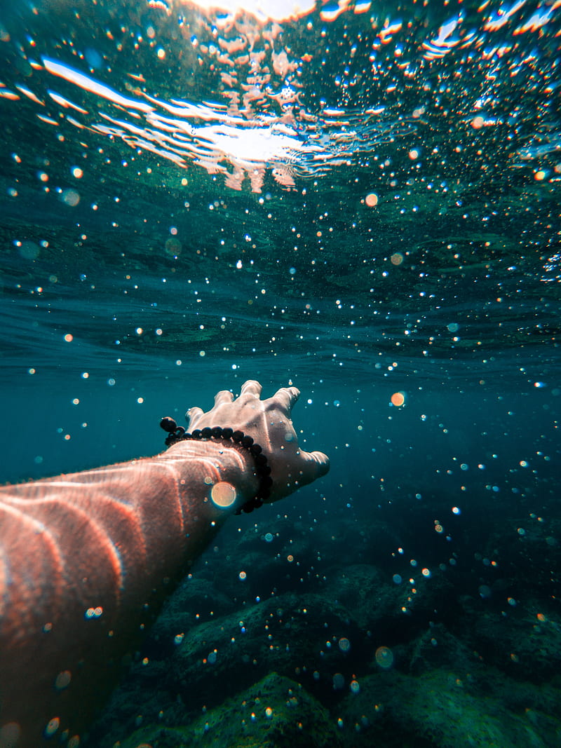 hand, water, swimming, underwater, HD phone wallpaper