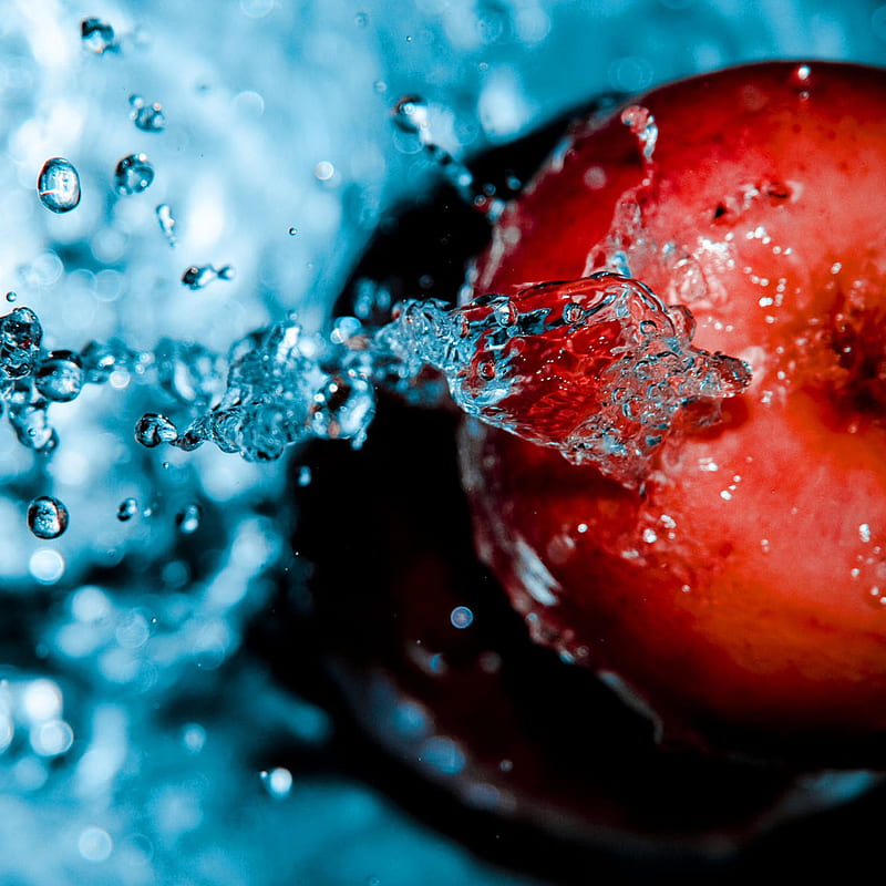 Apple - Water Drops, abstract, bonito, cool, creation, water drops, HD ...