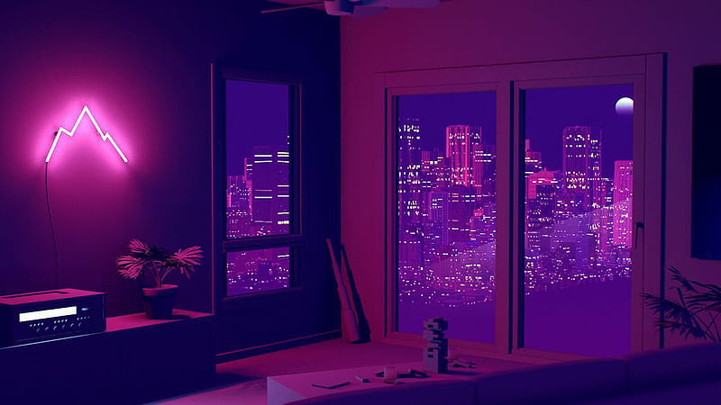 Purple Wall Lights Flower Pot Buildings Background Purple Aesthetic, HD  wallpaper | Peakpx
