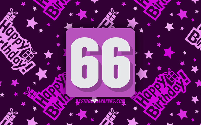 Happy 66 Years Birtay, purple abstract background, Birtay Party, minimal, 66th Birtay, Happy 66th birtay, artwork, Birtay concept, 66th Birtay Party, HD wallpaper