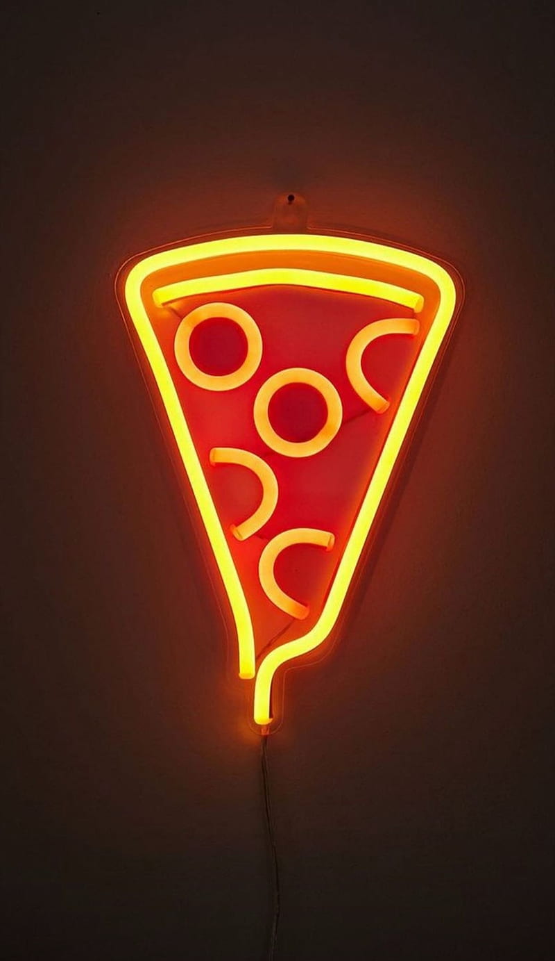 Pizza Neon , dark, HD phone wallpaper