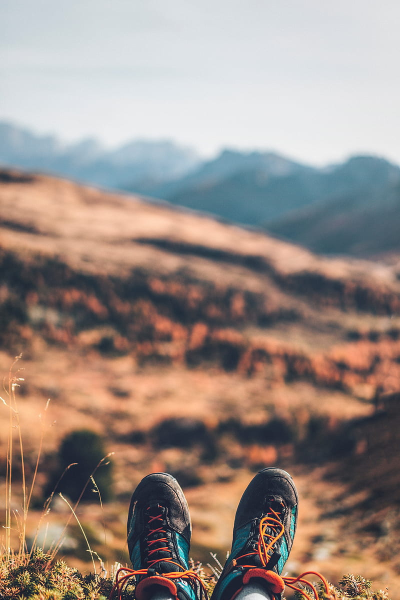 feet, sneakers, nature, mountains, rest, HD phone wallpaper