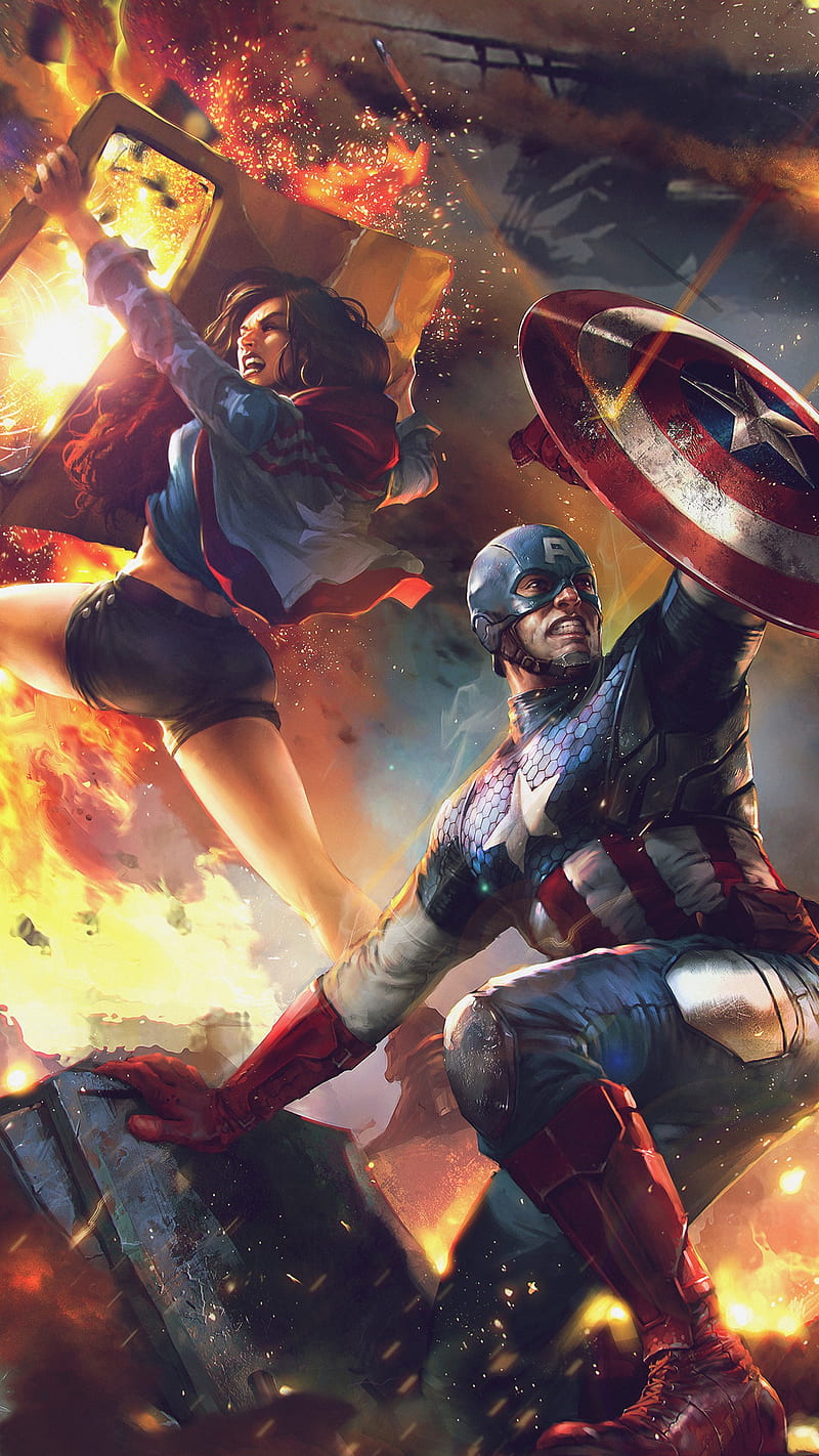 America Chavez , america chavez, captain america, steve rogers, young avengers, HD phone wallpaper
