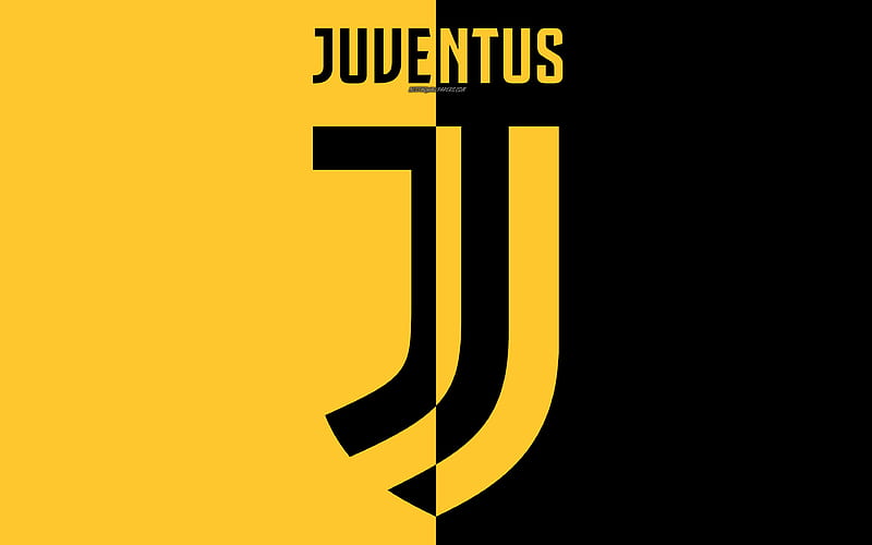 Juventus FC, new emblem, art, yellow black abstraction, new logo, Serie A, Turin, Italy, football, Juventus official colors, HD wallpaper
