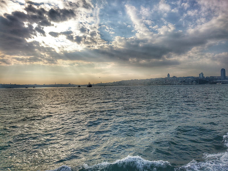 Istanbul Bogazi, blue, sea, manzara, marmara denizi, ocean, HD wallpaper
