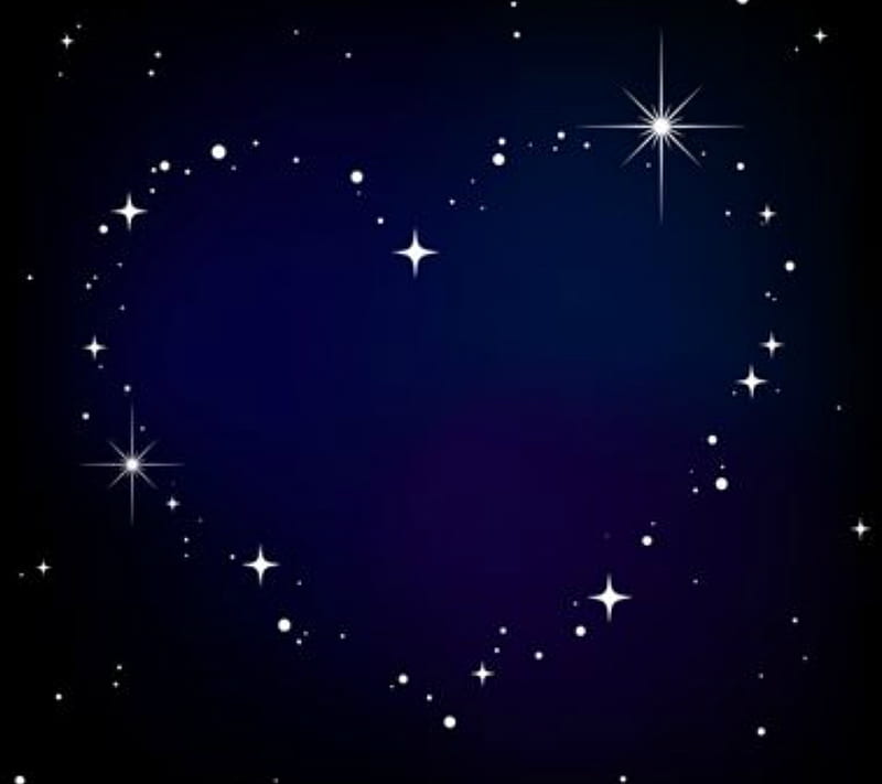 Stars, blue, heart, love, space, HD wallpaper